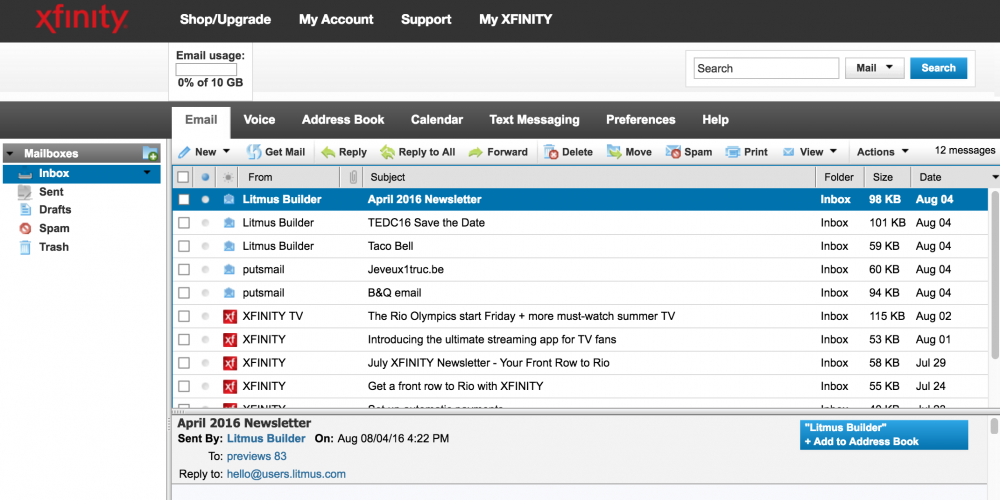 configure a comcast email on imap for mac